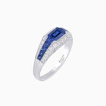 Load image into Gallery viewer, Art Deco Inspired Engagement Ring with Emerald Cut Blue Sapphire - Shahin Jewelry
