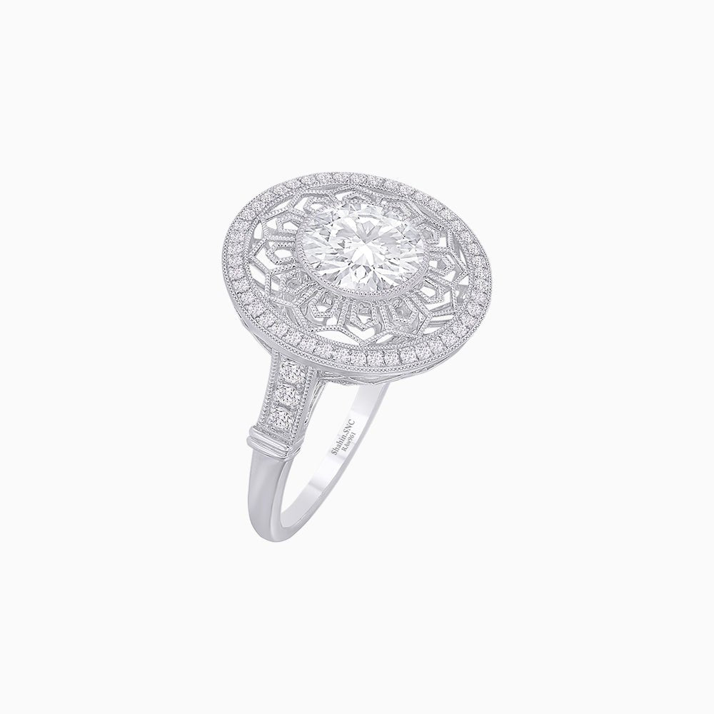 Art Deco Inspired Filigree Diamond Ring - Shahin Jewelry