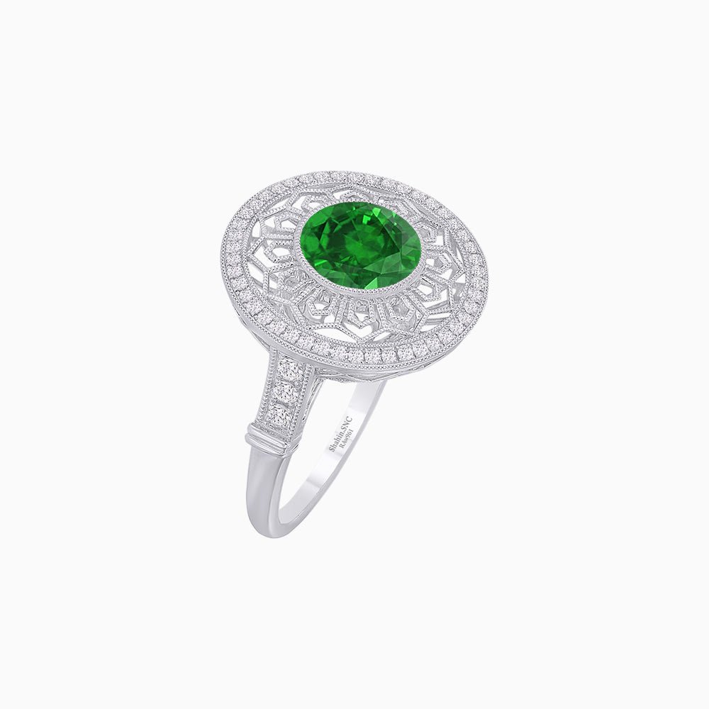 Art Deco Inspired Filigree Gemstone Ring - Shahin Jewelry