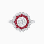 Load image into Gallery viewer, Art Deco Inspired floral Ring with Diamonds - Shahin Jewelry
