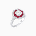 Load image into Gallery viewer, Art Deco Inspired floral Ring with Diamonds - Shahin Jewelry
