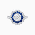 Load image into Gallery viewer, Art Deco Inspired floral Ring with Diamonds - Shahin Jewelry
