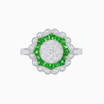 Load image into Gallery viewer, Art Deco Inspired floral Ring with Diamonds in Illusion Setting - Shahin Jewelry
