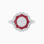 Load image into Gallery viewer, Art Deco Inspired floral Ring with Diamonds in Illusion Setting - Shahin Jewelry
