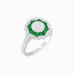 Load image into Gallery viewer, Art Deco Inspired floral Ring with Diamonds in Illusion Setting - Shahin Jewelry
