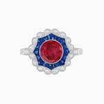 Load image into Gallery viewer, Art Deco Inspired floral Ring with Gemstone - Shahin Jewelry
