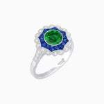 Load image into Gallery viewer, Art Deco Inspired floral Ring with Gemstone - Shahin Jewelry
