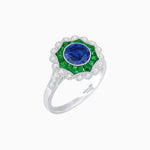 Load image into Gallery viewer, Art Deco Inspired floral Ring with Gemstone - Shahin Jewelry
