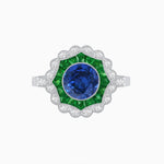 Load image into Gallery viewer, Art Deco Inspired floral Ring with Gemstone - Shahin Jewelry
