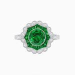 Load image into Gallery viewer, Art Deco Inspired floral Ring with Gemstone - Shahin Jewelry
