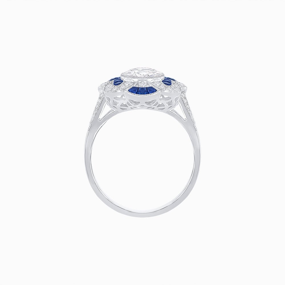 Art Deco Inspired Flourish Cocktail Ring with Diamond - Shahin Jewelry