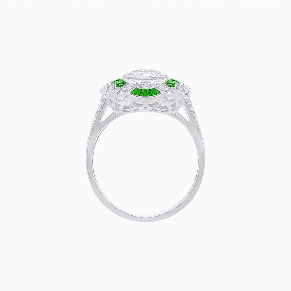 Art Deco Inspired Flourish Cocktail Ring with Diamond - Shahin Jewelry