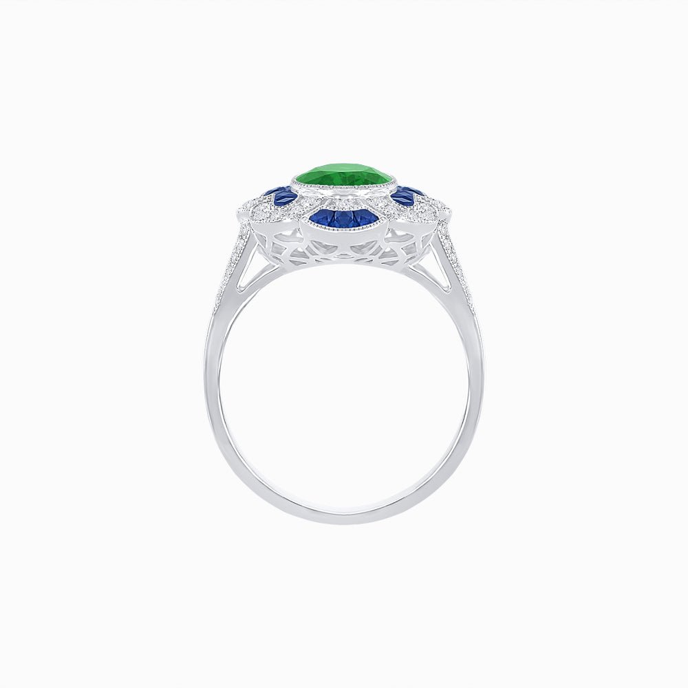 Art Deco Inspired Flourish Cocktail Ring with Gemstone - Shahin Jewelry