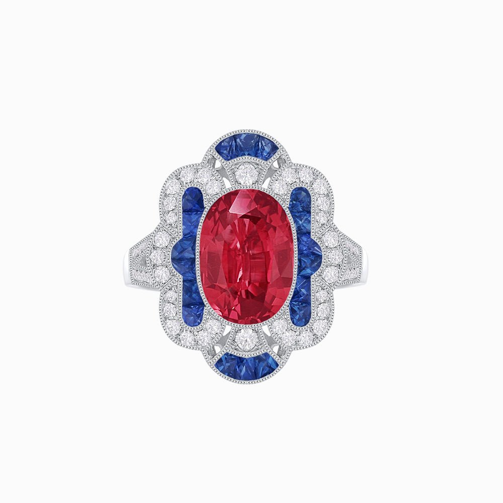 Art Deco Inspired Flourish Cocktail Ring with Gemstone - Shahin Jewelry