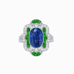 Load image into Gallery viewer, Art Deco Inspired Flourish Cocktail Ring with Gemstone - Shahin Jewelry
