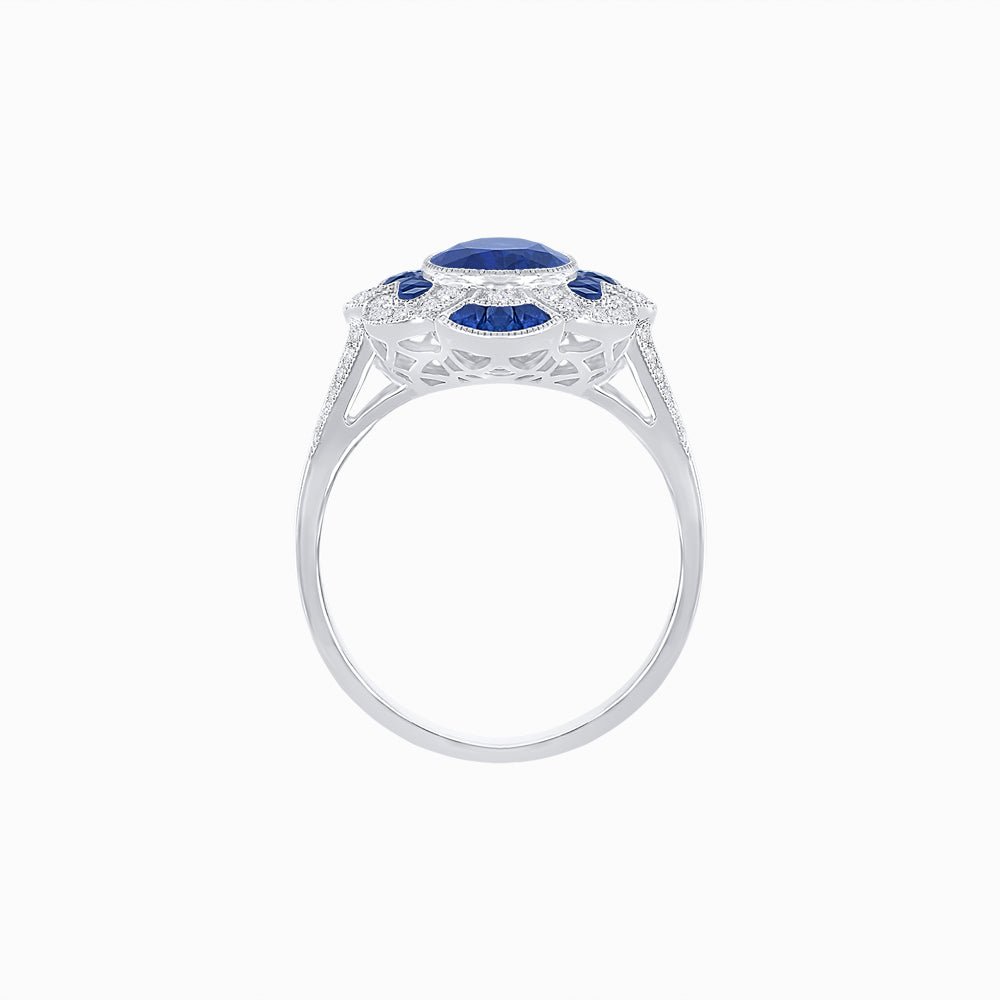 Art Deco Inspired Flourish Cocktail Ring with Gemstone - Shahin Jewelry