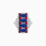 Load image into Gallery viewer, Art Deco Inspired Four-Marquise Geometric Panel Ring - Shahin Jewelry