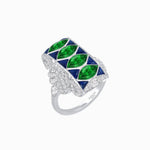 Load image into Gallery viewer, Art Deco Inspired Four-Marquise Geometric Panel Ring - Shahin Jewelry