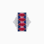 Load image into Gallery viewer, Art Deco Inspired Four-Marquise Geometric Panel Ring - Shahin Jewelry