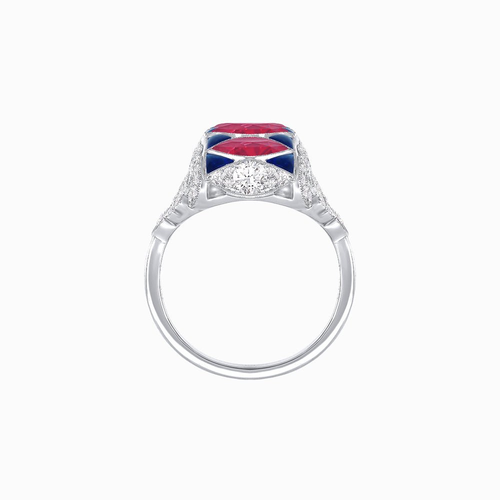 Art Deco Inspired Four-Marquise Geometric Panel Ring - Shahin Jewelry