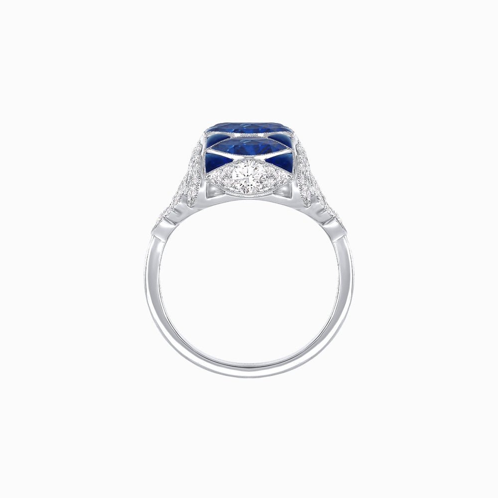 Art Deco Inspired Four-Marquise Geometric Panel Ring - Shahin Jewelry