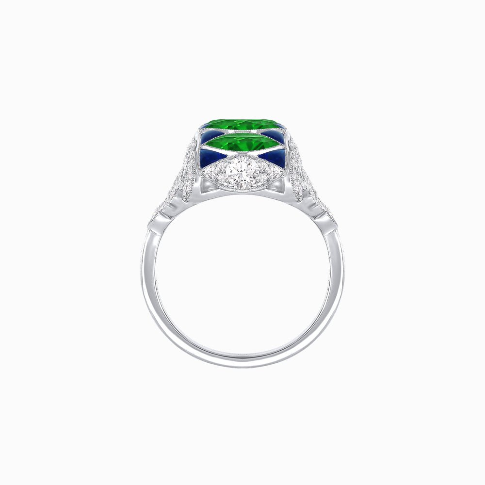 Art Deco Inspired Four-Marquise Geometric Panel Ring - Shahin Jewelry