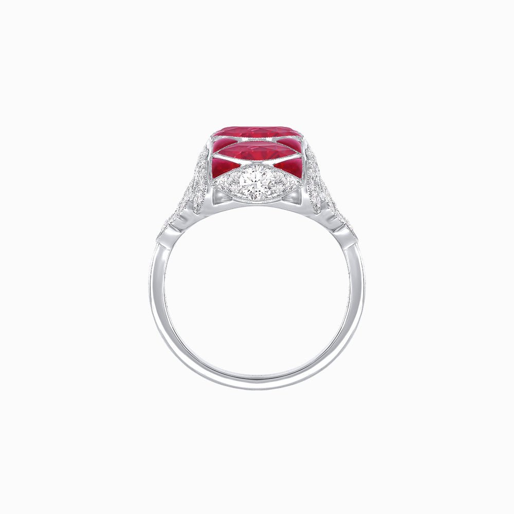 Art Deco Inspired Four-Marquise Geometric Panel Ring - Shahin Jewelry