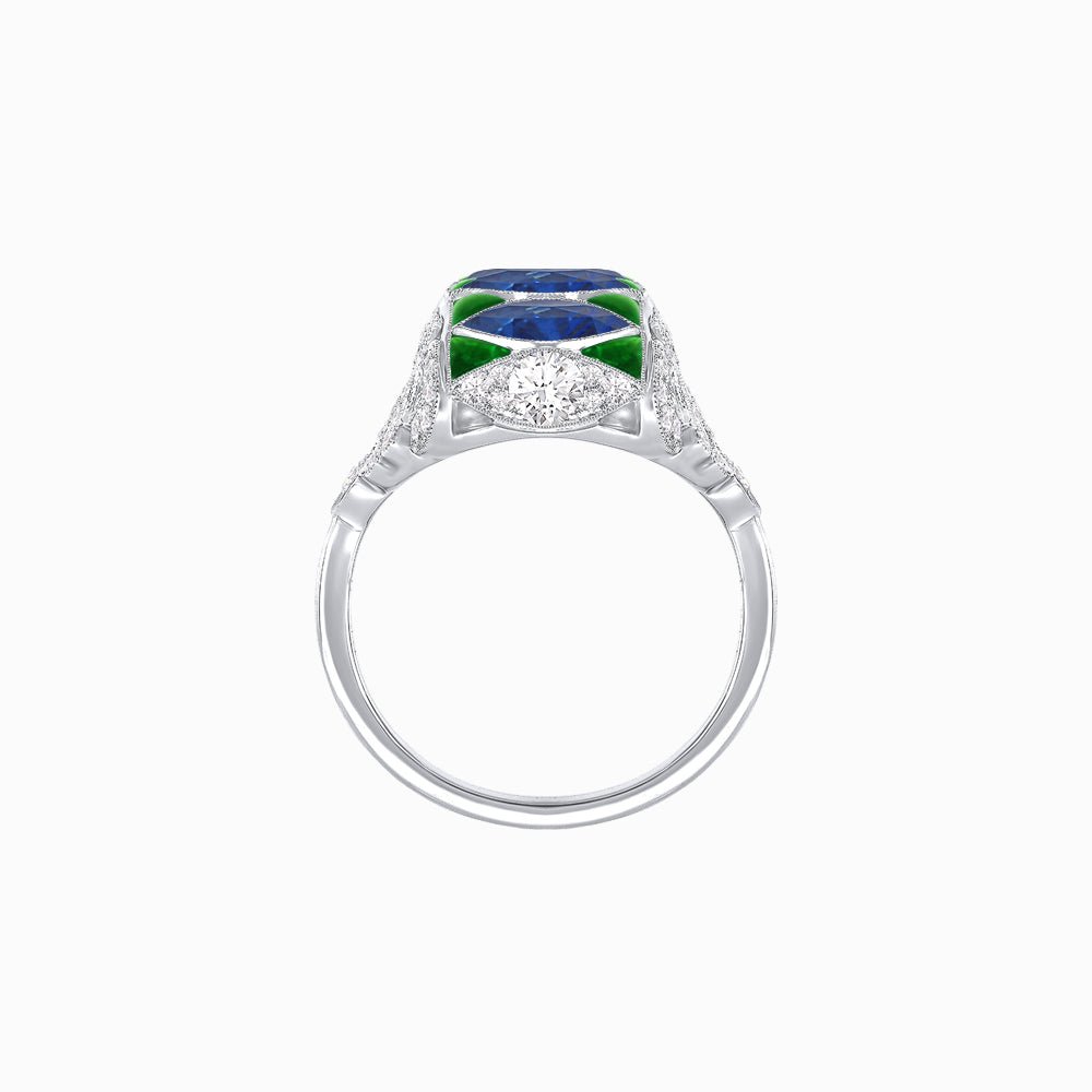 Art Deco Inspired Four-Marquise Geometric Panel Ring - Shahin Jewelry