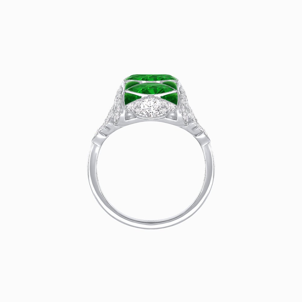 Art Deco Inspired Four-Marquise Geometric Panel Ring - Shahin Jewelry