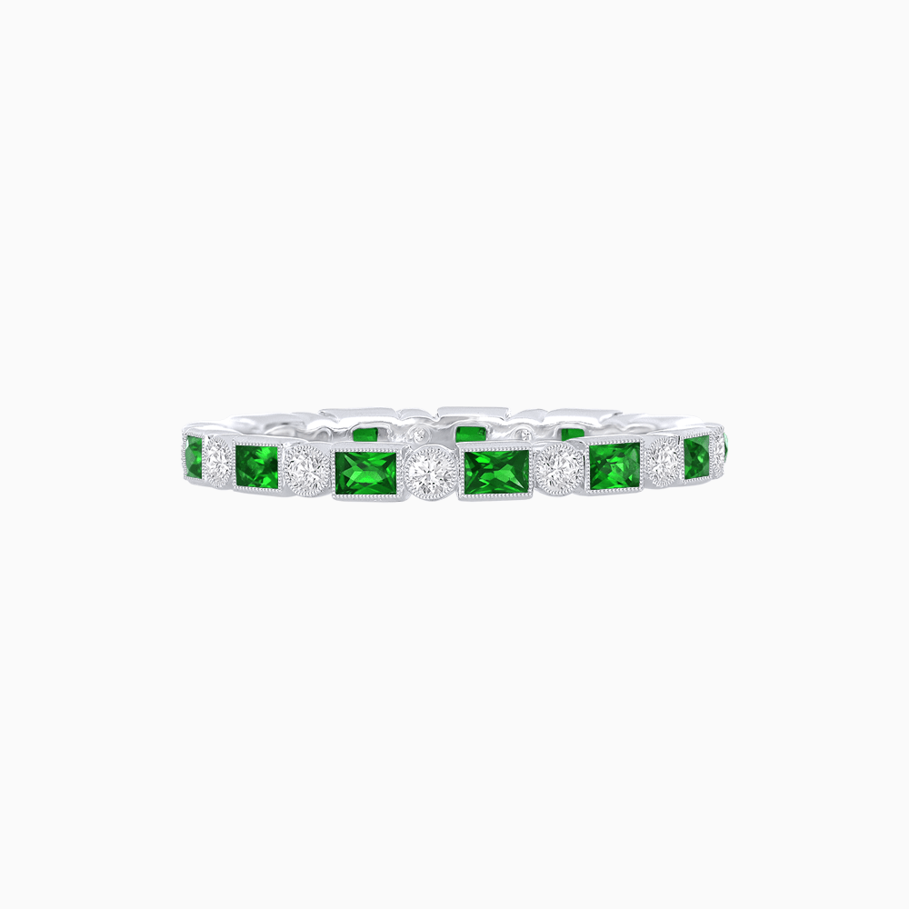 Art Deco Inspired Gemstone & Diamond Eternity Full Band - Shahin Jewelry