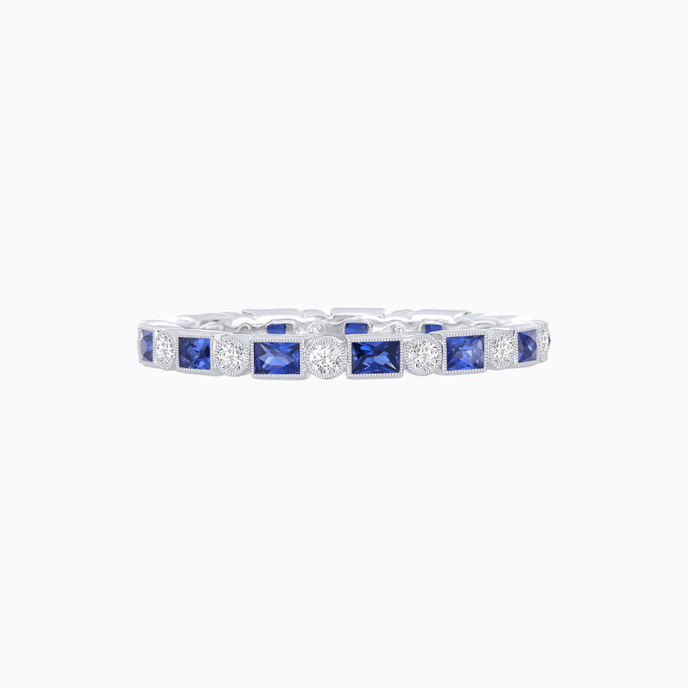Art Deco Inspired Gemstone & Diamond Eternity Full Band - Shahin Jewelry