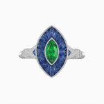 Load image into Gallery viewer, Art Deco Inspired Gemstone Marquise Ring - Shahin Jewelry
