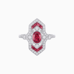 Load image into Gallery viewer, Art Deco Inspired Gemstone Navette Ring - Shahin Jewelry