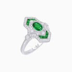 Load image into Gallery viewer, Art Deco Inspired Gemstone Navette Ring - Shahin Jewelry