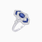 Load image into Gallery viewer, Art Deco Inspired Gemstone Navette Ring - Shahin Jewelry