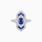 Load image into Gallery viewer, Art Deco Inspired Gemstone Navette Ring - Shahin Jewelry