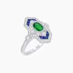 Load image into Gallery viewer, Art Deco Inspired Gemstone Navette Ring - Shahin Jewelry