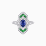 Load image into Gallery viewer, Art Deco Inspired Gemstone Navette Ring - Shahin Jewelry