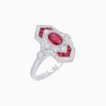Load image into Gallery viewer, Art Deco Inspired Gemstone Navette Ring - Shahin Jewelry
