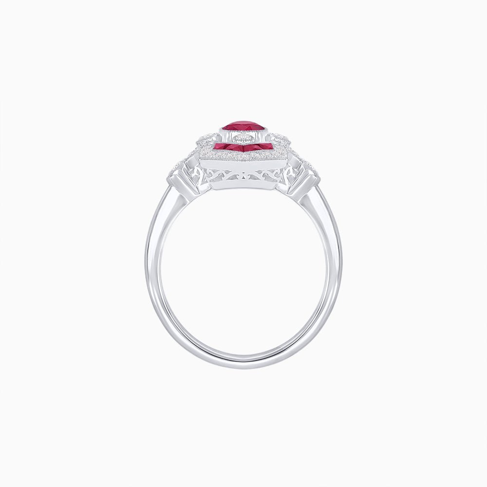 Art Deco Inspired Gemstone Navette Ring - Shahin Jewelry