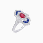 Load image into Gallery viewer, Art Deco Inspired Gemstone Navette Ring - Shahin Jewelry