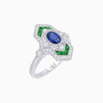 Load image into Gallery viewer, Art Deco Inspired Gemstone Navette Ring - Shahin Jewelry