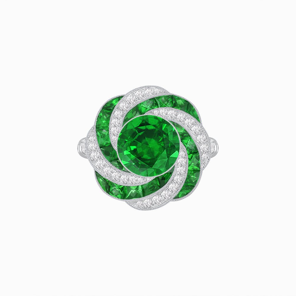 Art Deco - inspired Gemstone Ring Swirl Design - Shahin Jewelry