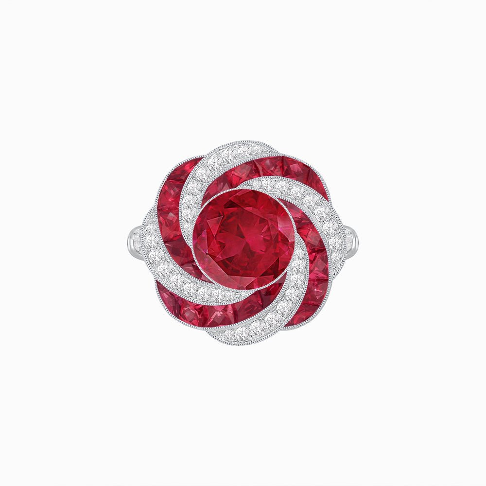 Art Deco - inspired Gemstone Ring Swirl Design - Shahin Jewelry