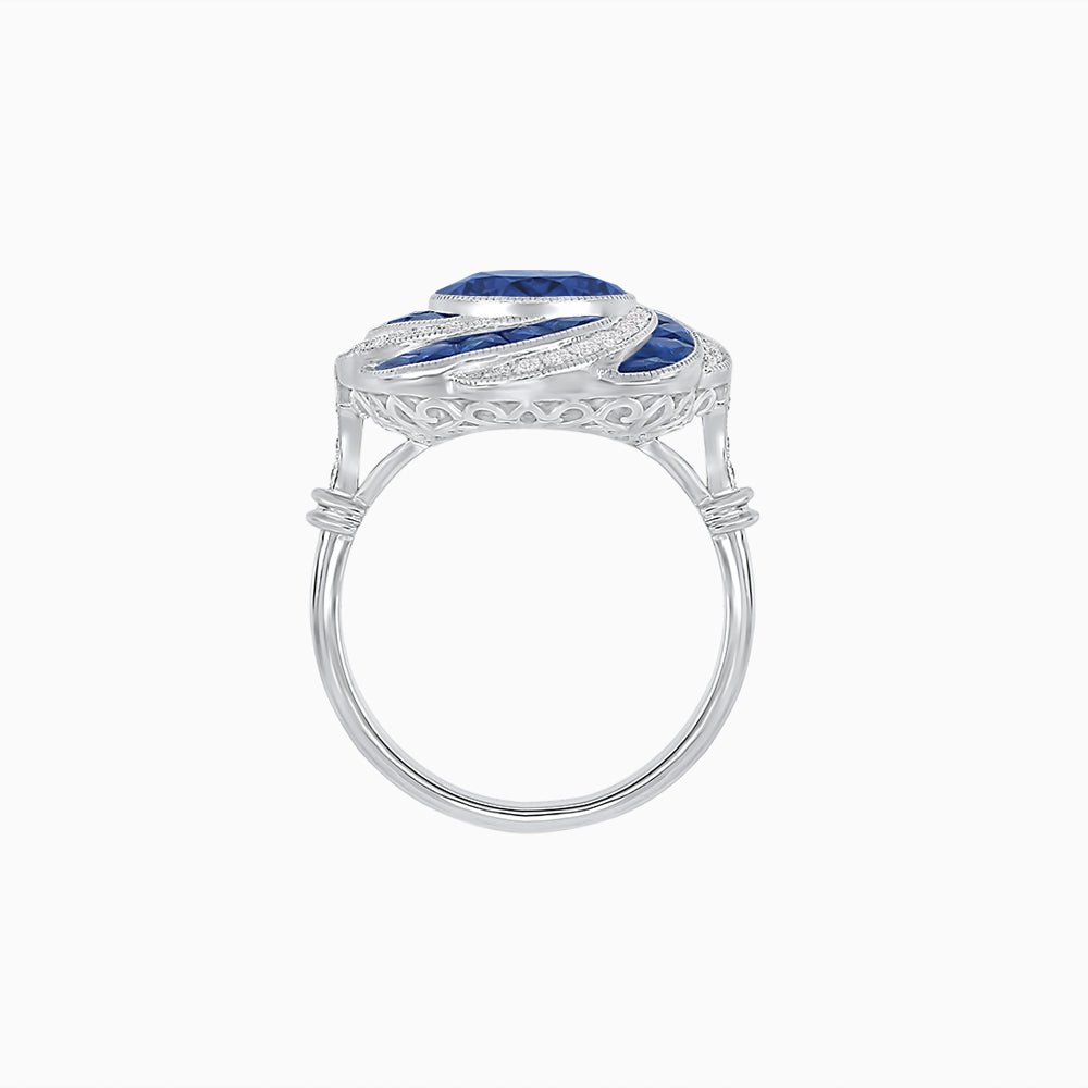 Art Deco - inspired Gemstone Ring Swirl Design - Shahin Jewelry