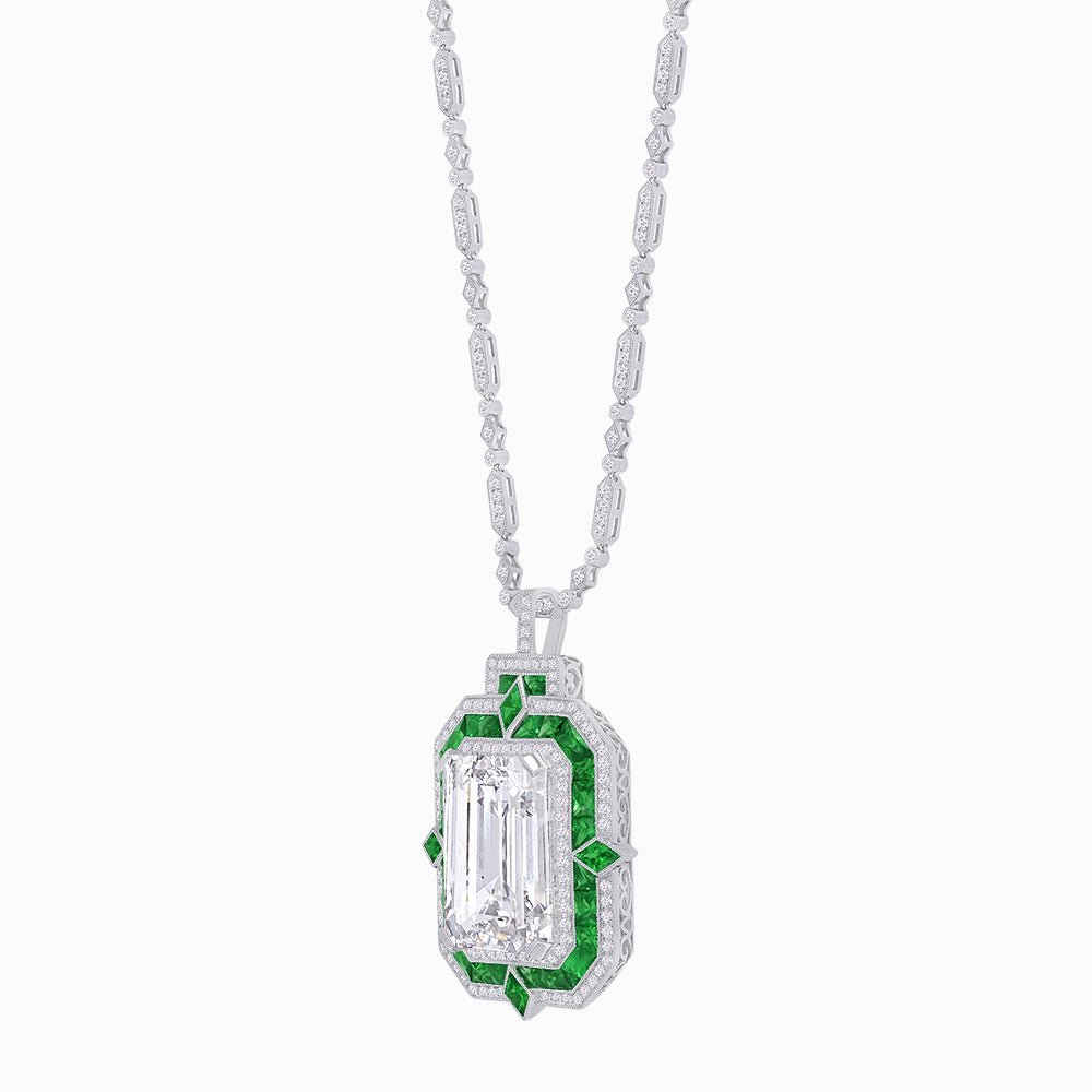 Art Deco Inspired Geometric Emerald - Cut Pendant Mounting - Shahin Jewelry