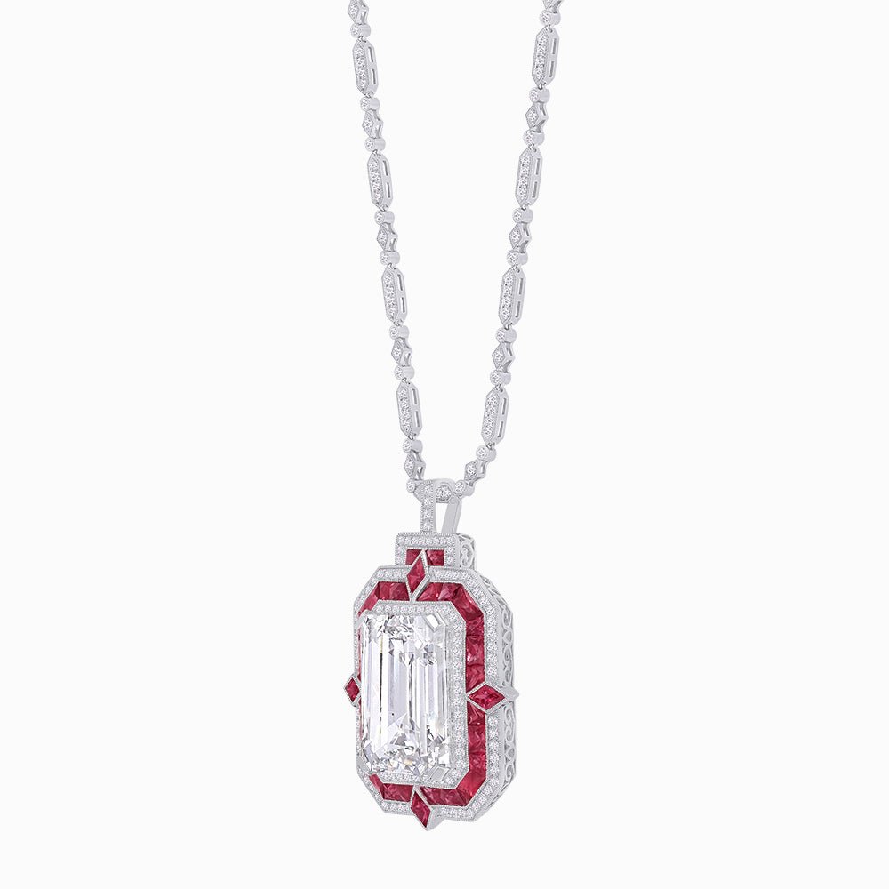 Art Deco Inspired Geometric Emerald - Cut Pendant Mounting - Shahin Jewelry