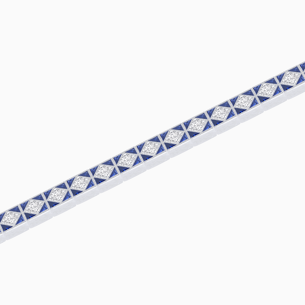 Art Deco Inspired Geometric Gemstone and Diamond Bracelet - Shahin Jewelry