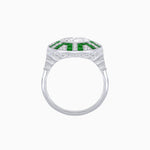 Load image into Gallery viewer, Art Deco - Inspired Geometric Halo Ring Mounting with French - Cut Accents Custom Center Stone | Bold Color Contrast | Hand - Finished Craftsmanship - Shahin Jewelry
