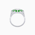Load image into Gallery viewer, Art Deco - Inspired Geometric Halo Ring Mounting with French - Cut Accents Custom Center Stone | Bold Color Contrast | Hand - Finished Craftsmanship - Shahin Jewelry

